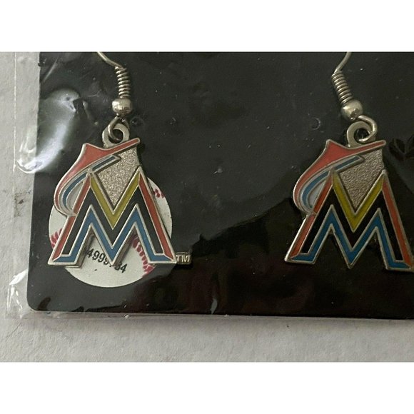 Miami Marlins Logo Dangle Earrings Marlins Fans - Picture 11 of 12